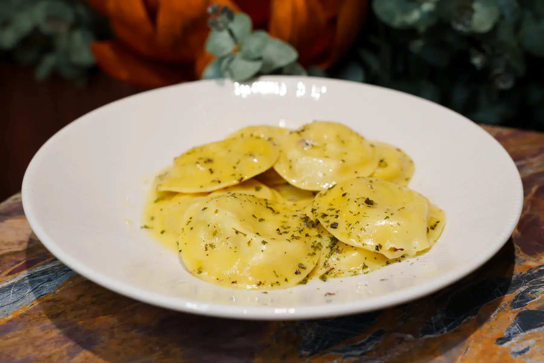 A plate of fresh ravioli